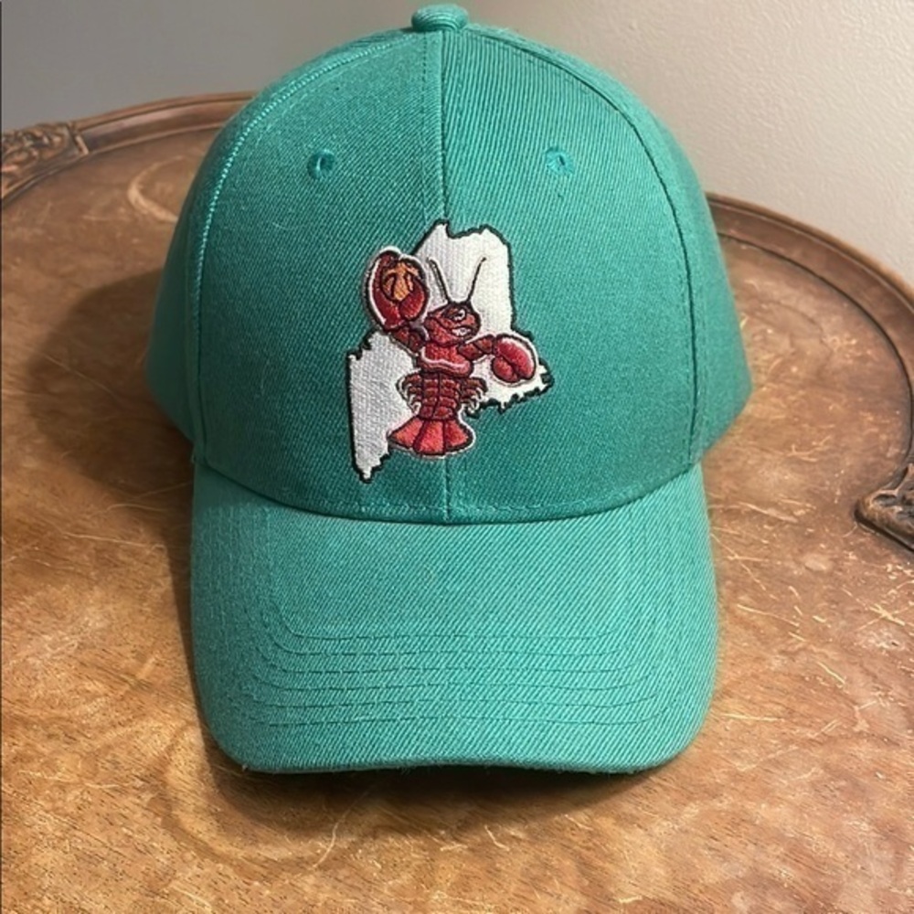 Teal Cap with Lobster Embroidery